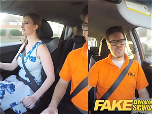 fake Driving college Nerdy red-haired teenage student